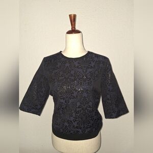 Simply Vera Vera Wang Black Graphic Boxy Blouse